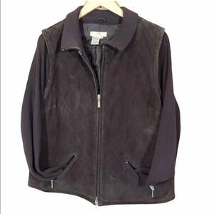 VTG C&E lifestyle 14‎ brown quilted suede sweater jacket